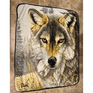 Vintage‎ Northwest Blanket Throw Wolf  Animal 80's Decor Silhouette